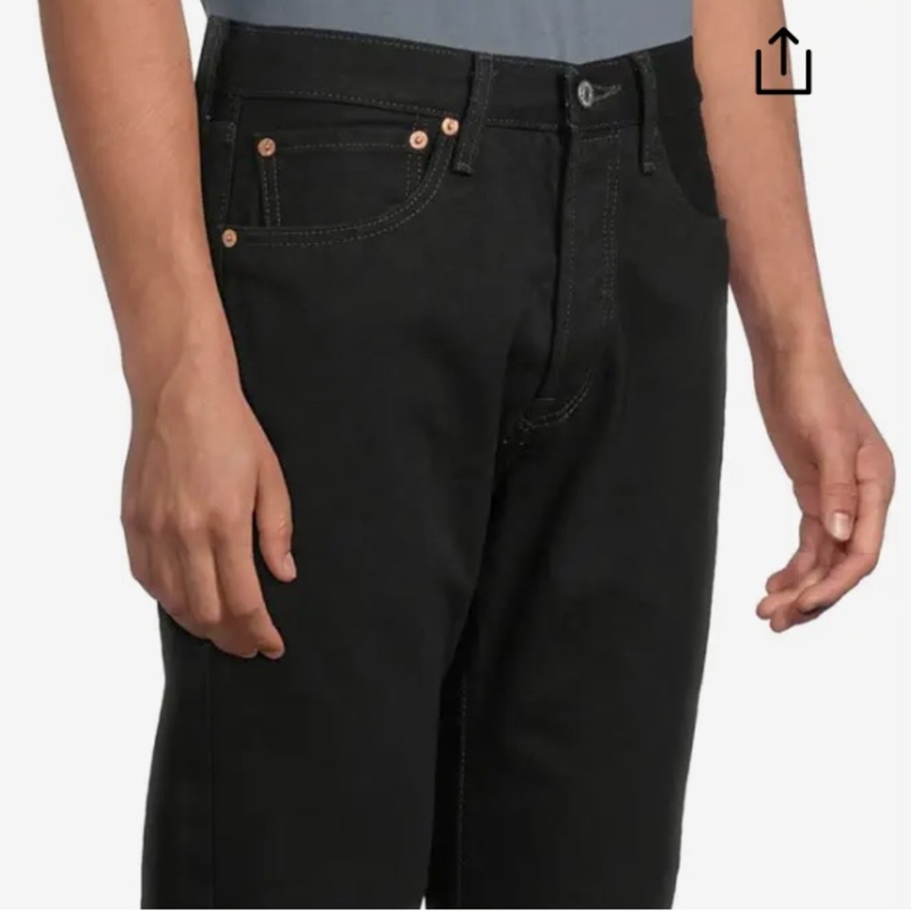 Levi's Men's Straight Black Denim Jeans - Picture 4 of 9